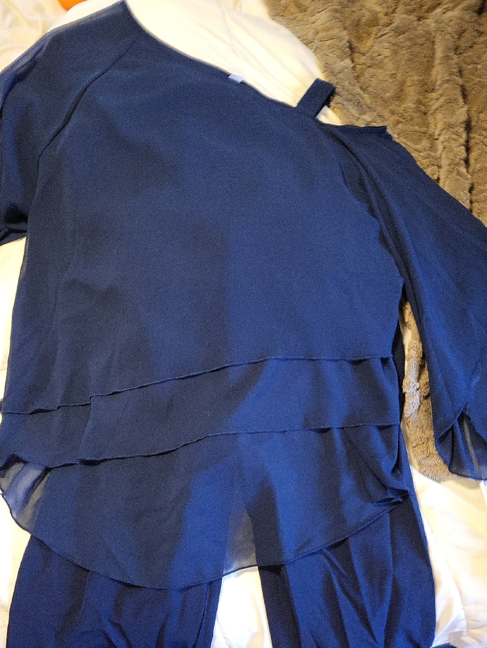 Navy Blue Layered Chiffon Top